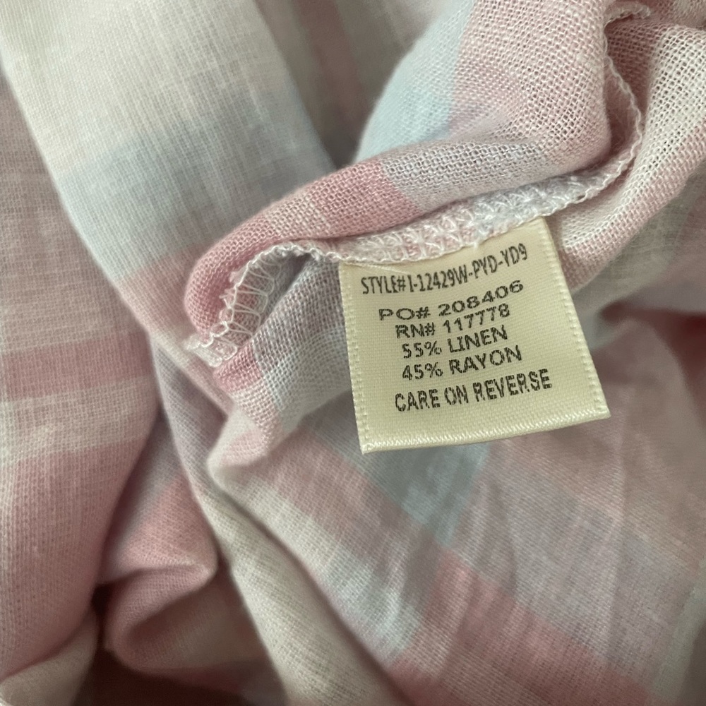 Lovestitch Pale Pink Blue Linen Halter Wrap Plaid Top Size Medium - Picture 6 of 8